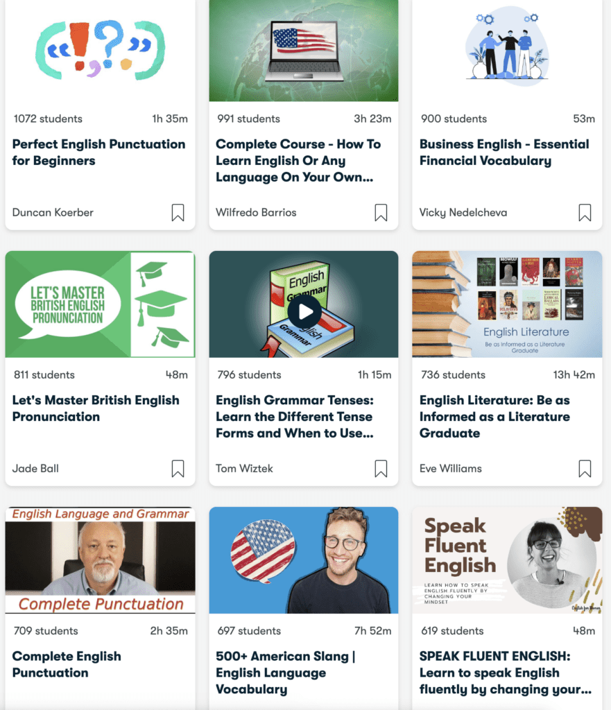 Platformda her amaca yönelik İngilizce ders var