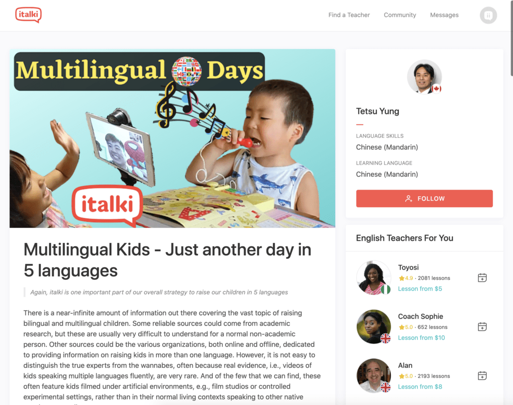 italki'nin topluluk bölümü ücretsiz